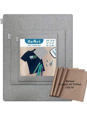 3 Pcs Heat Press Mats Set for Cricut Easypress - Insulation & Teflon Ironing